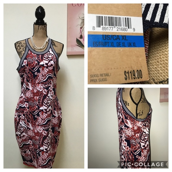 NWOT XL Rachel Roy graphic bodycon racerback dress - Picture 1 of 8